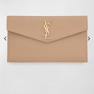 YSL Uptown Clutch in Grained Leather (Brand New)